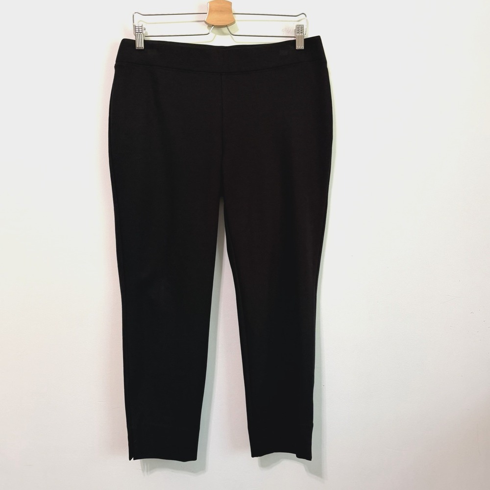 Eileen Fisher Pants M Pull On Black Ankle 33x26 Crop Tencel Blend Stretch Work